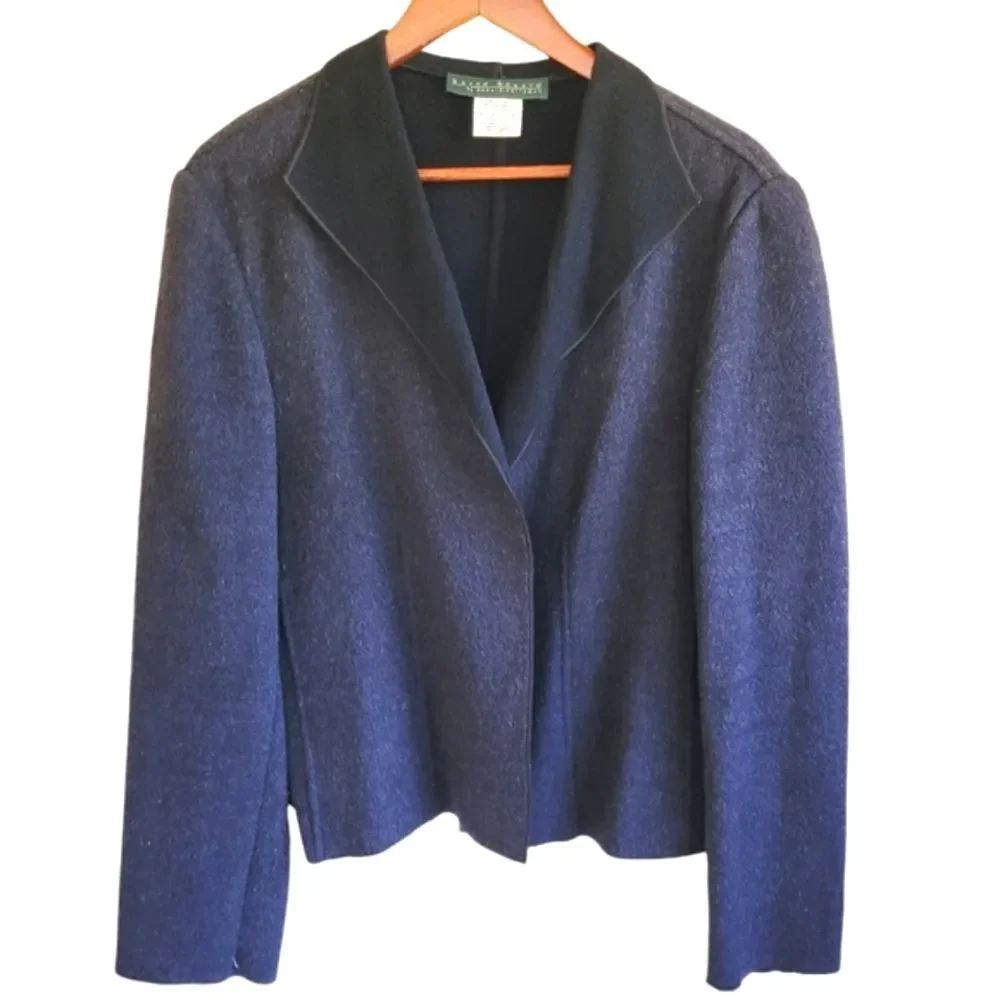 Harve Benard Wool Jacket Blazer Black Womens 16 Winter Career Officewear